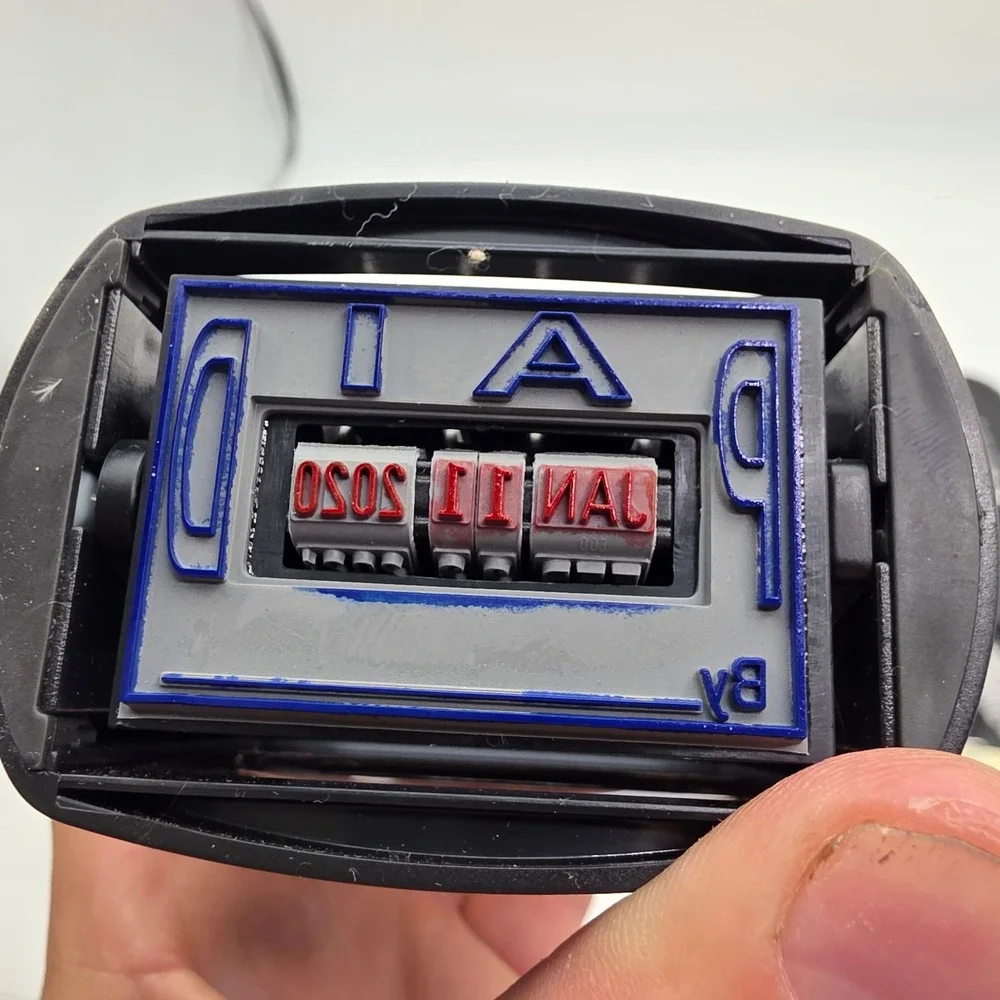 2000 PLUS S 360 Self Inking Dater Stamp PAID BY Office Rubber Stamp Red Blue N2
